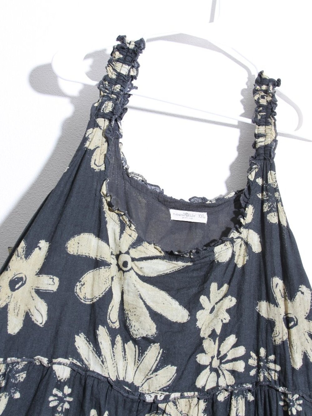 Natural Life Adele Cotton Maxi Dress Black Cream Daisies Tiered Size XXL - Picture 6 of 14